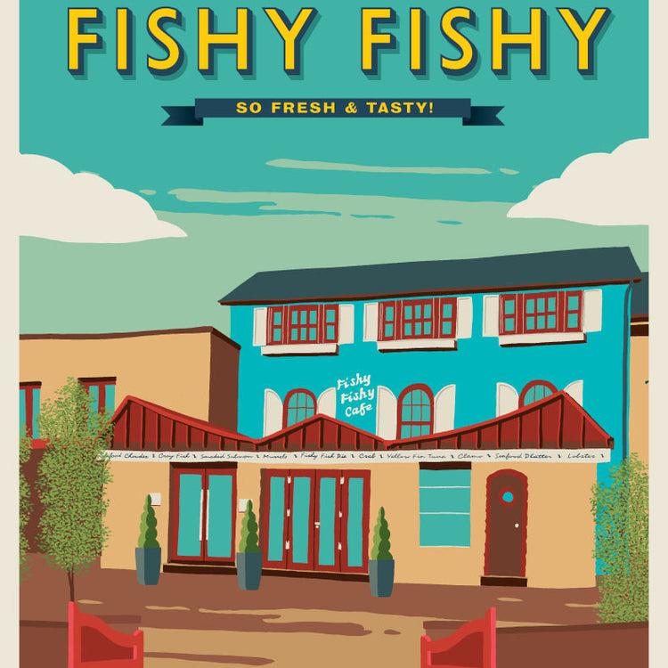 Fishy Fishy Kinsale Retro Travel Poster
