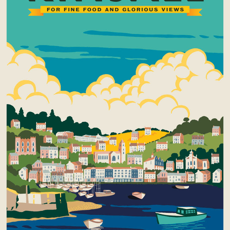 Retro Travel Poster Kinsale For Fine Food & Glorious Views