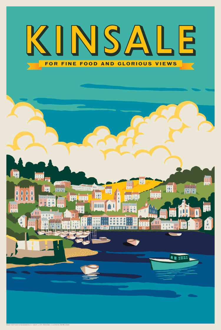 Retro Travel Poster Kinsale For Fine Food & Glorious Views