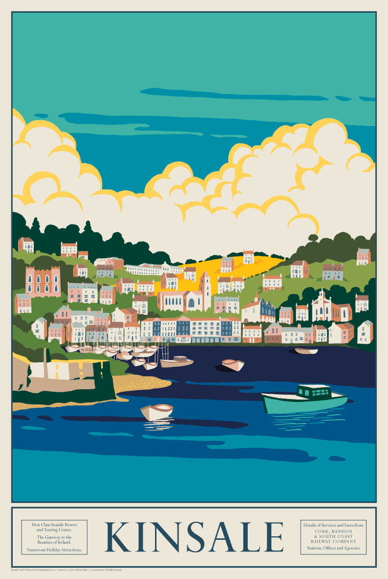 Kinsale Retro Travel Poster of Ireland